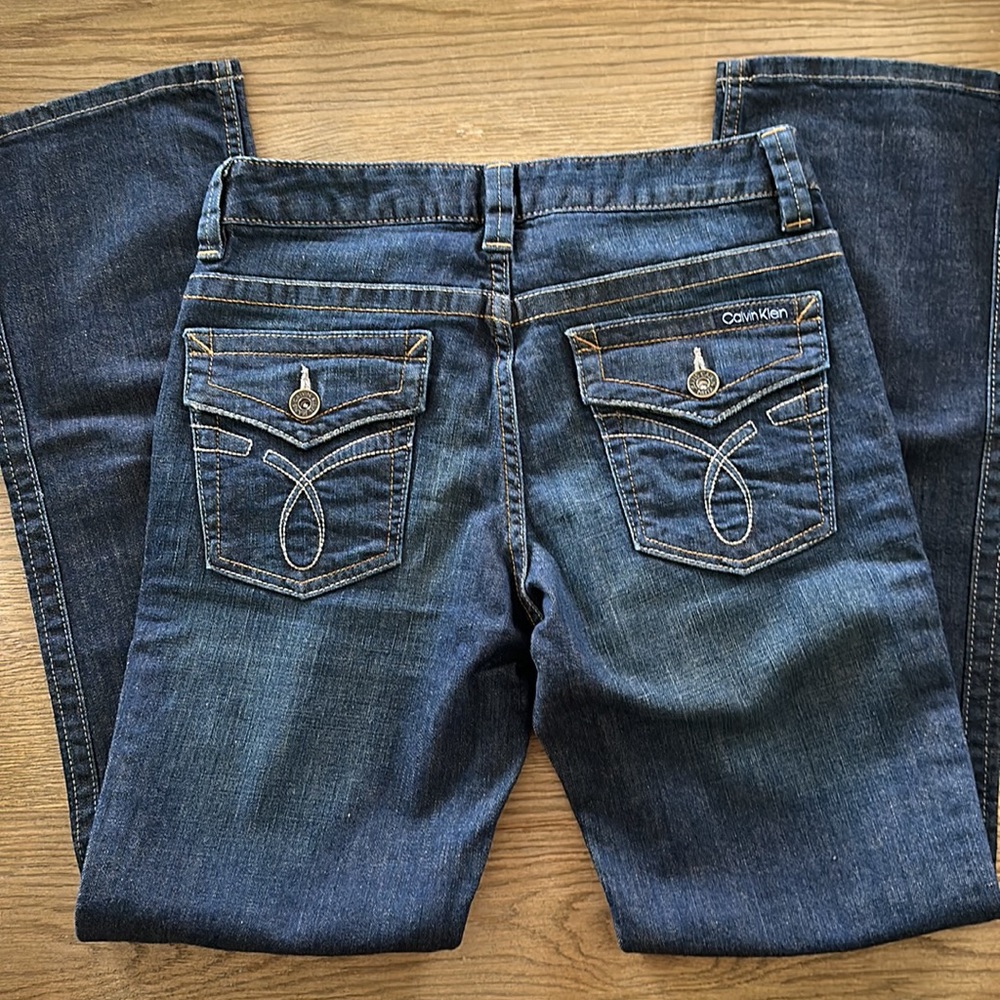 Calvin Klein Lean Boot Cut Jeans Dark Blue Size 8